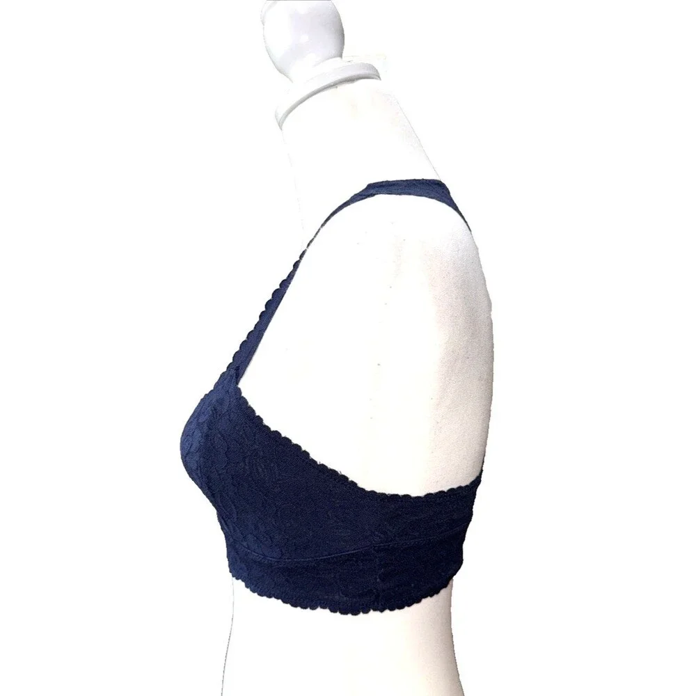Free People Intimately Floral Lace Racerback Bralette Navy Stretch Bralette S